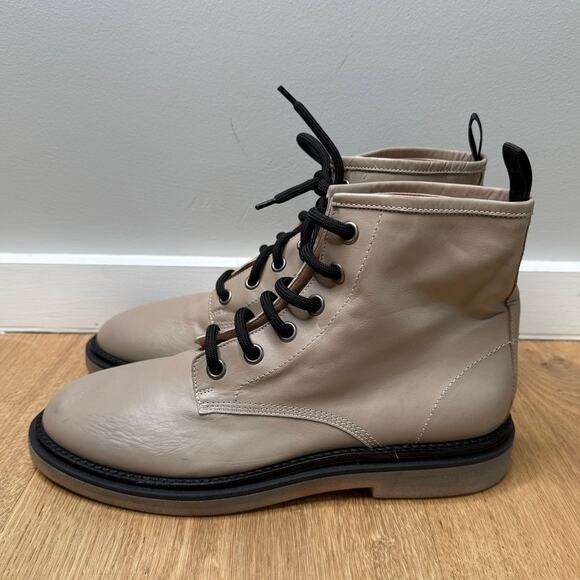 NEW AGL Attilio Giusti Leombruni Moreen Lace-Up Gray Leather Ankle Combat Boots - Picture 2 of 10